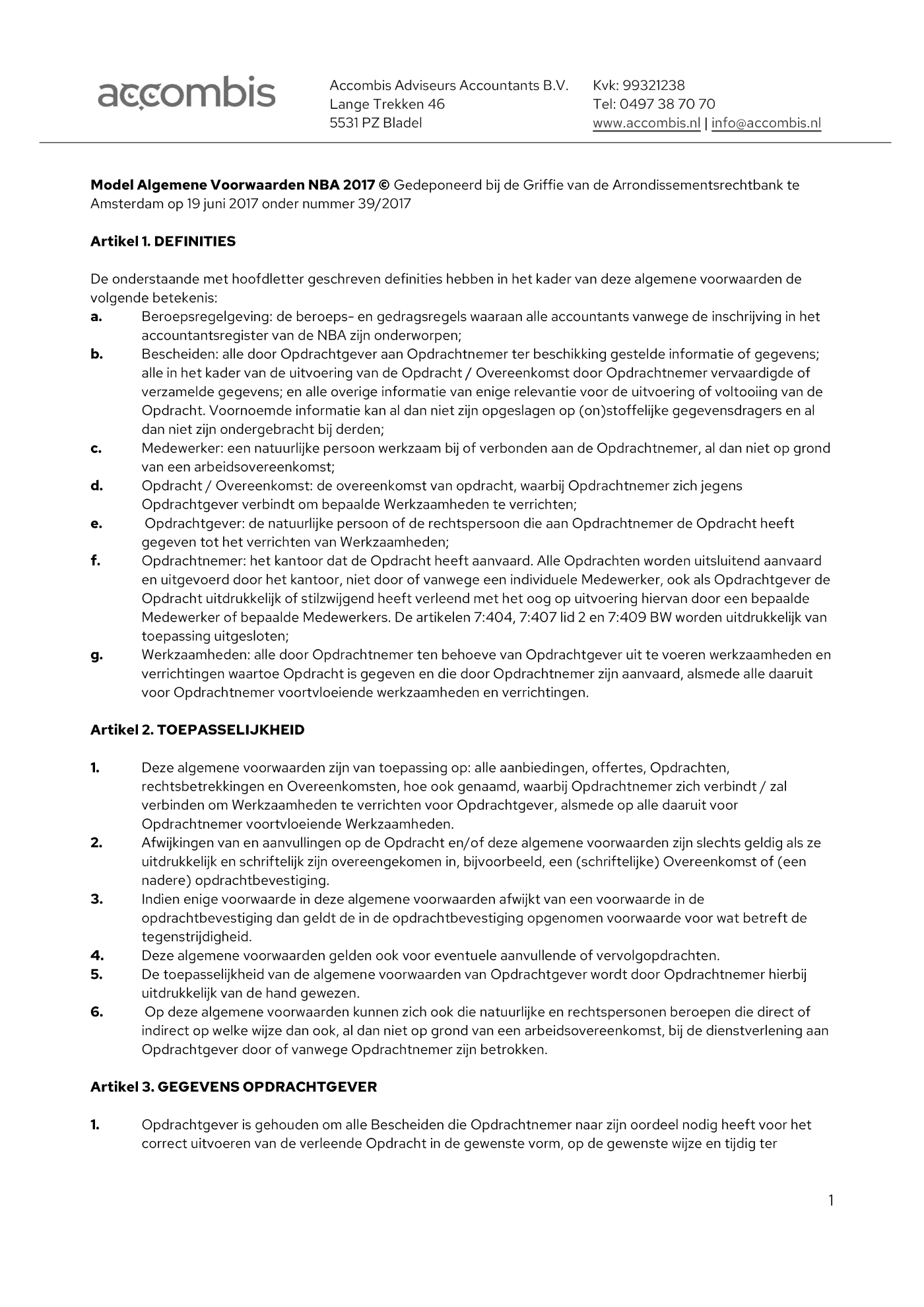 Algemene voorwaarden van Accombis, pagina 1 van 7