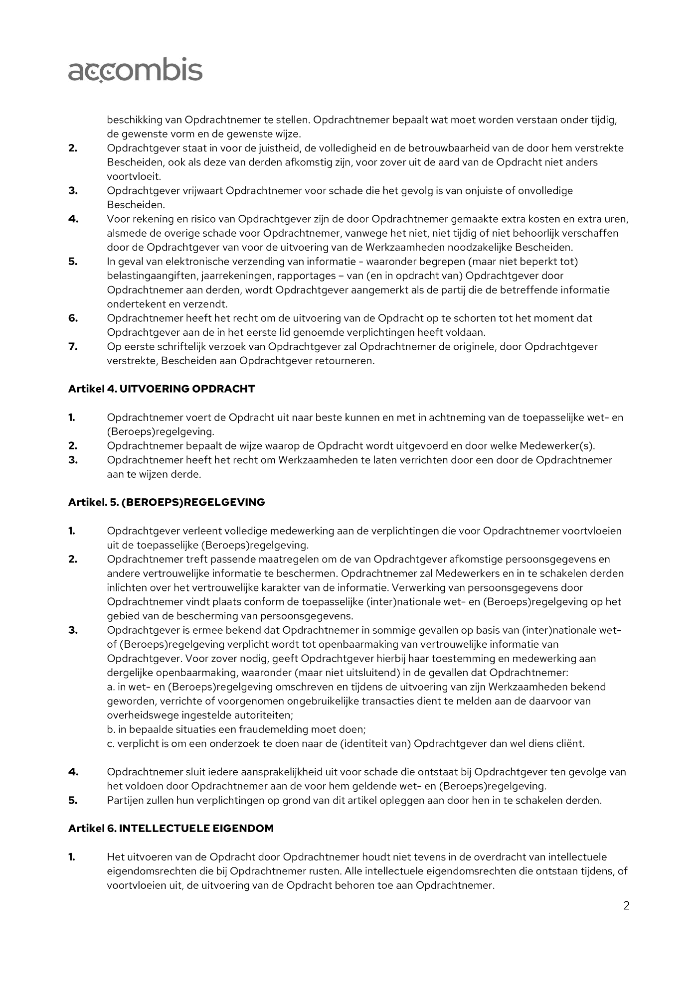 Algemene voorwaarden van Accombis, pagina 2 van 7