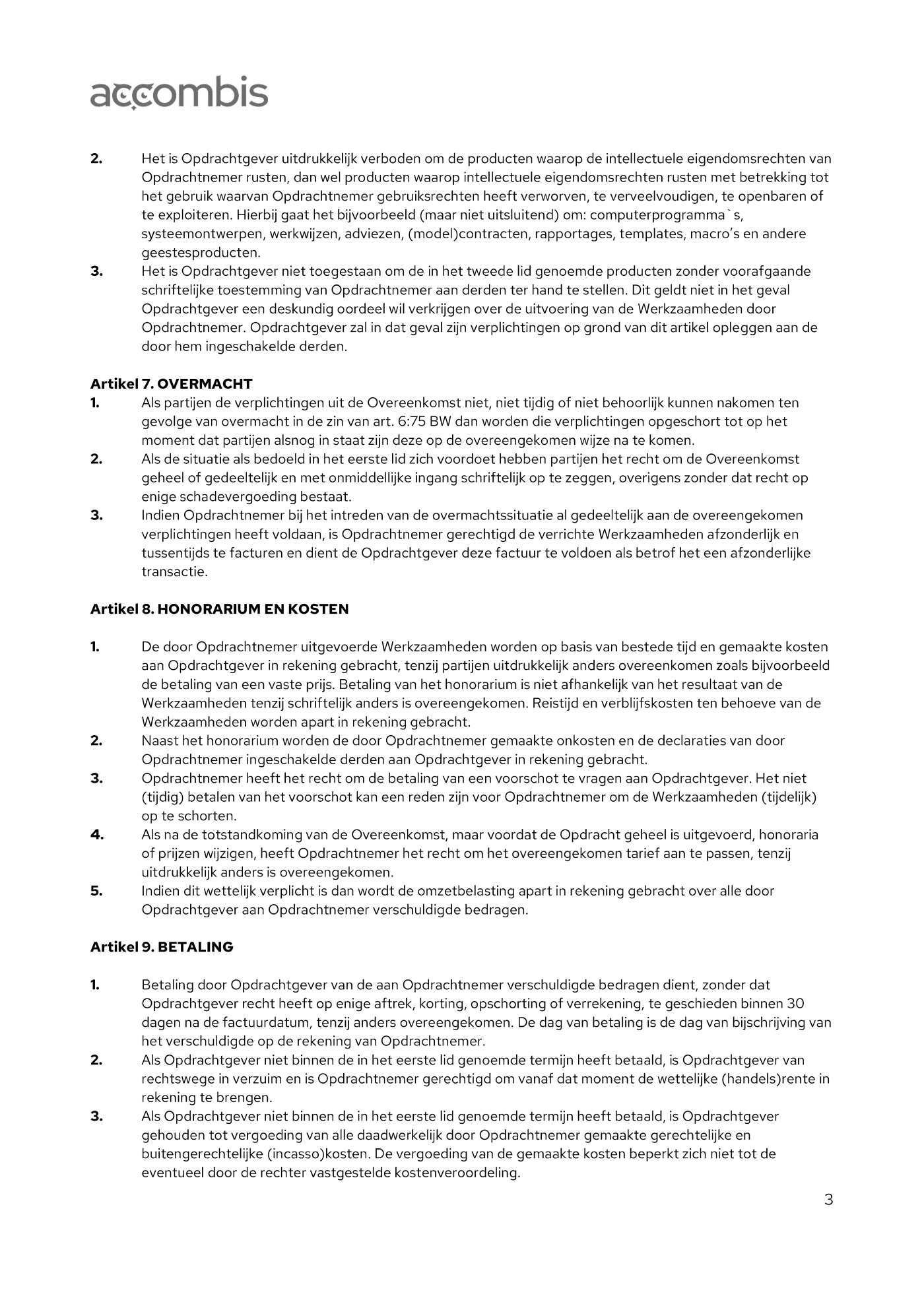 Algemene voorwaarden van Accombis, pagina 3 van 7