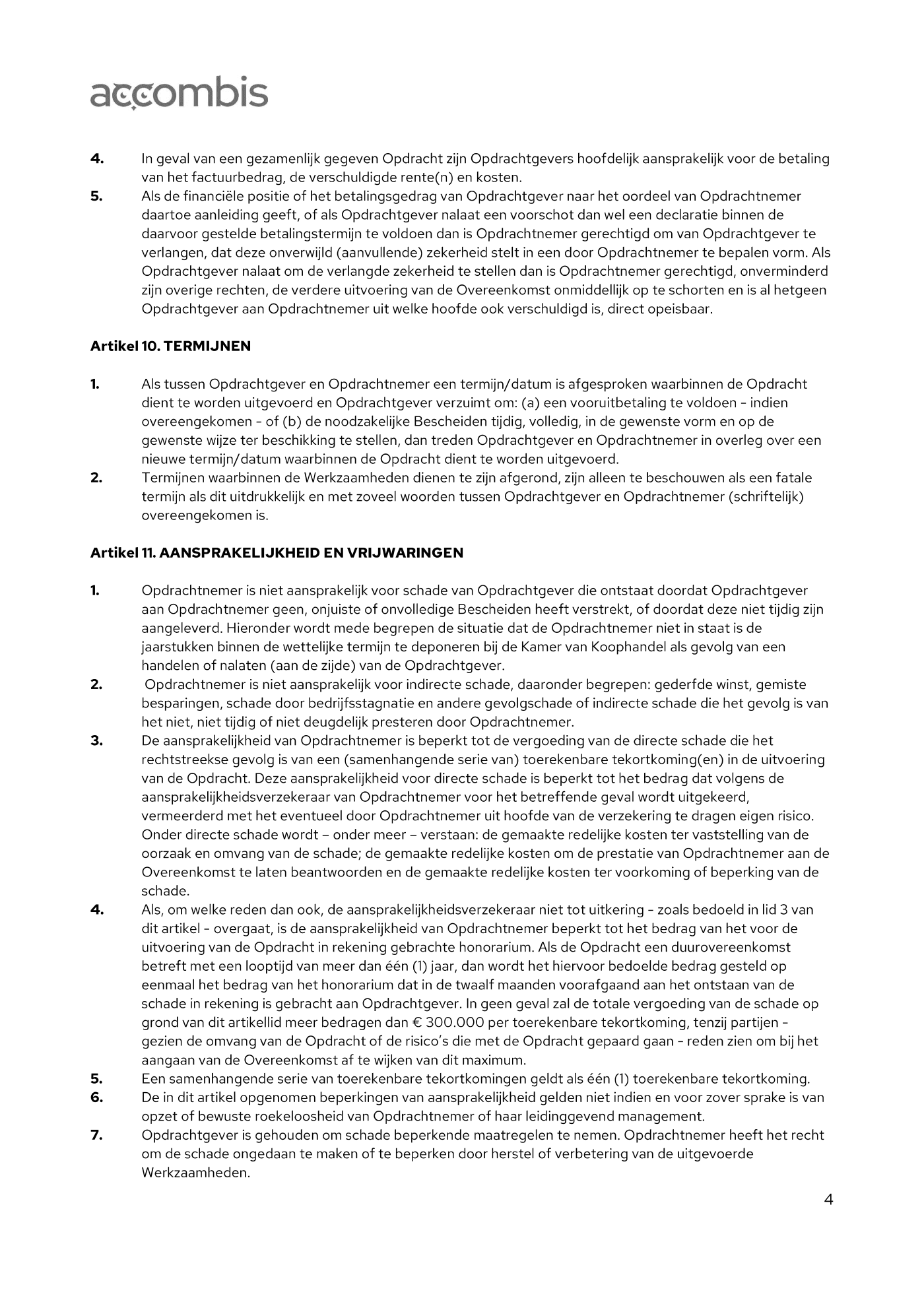 Algemene voorwaarden van Accombis, pagina 4 van 7