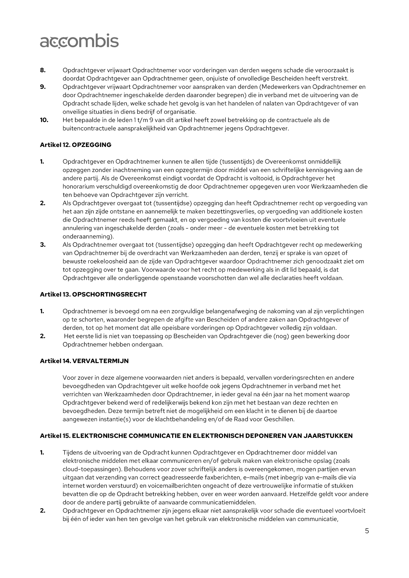 Algemene voorwaarden van Accombis, pagina 5 van 7