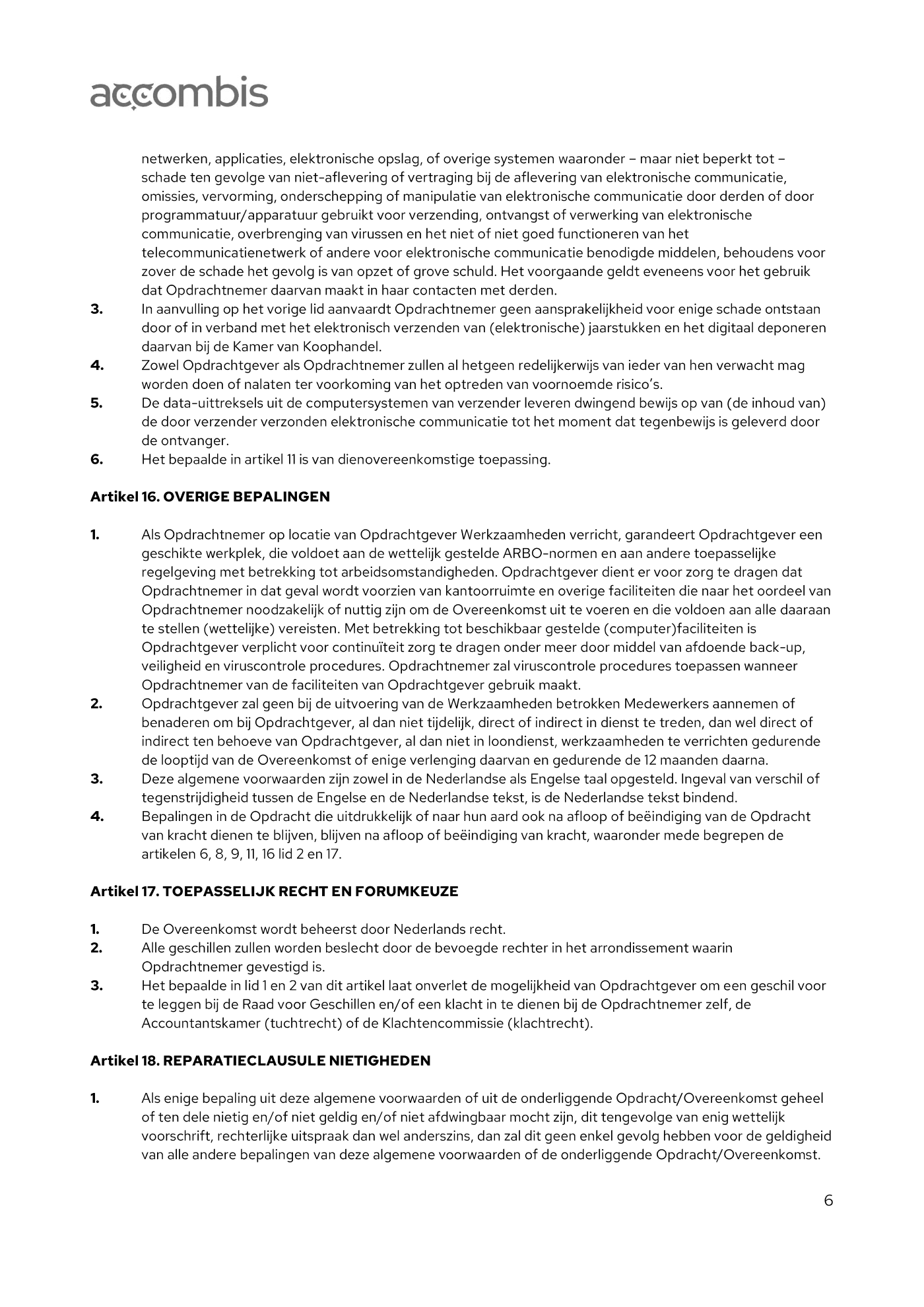 Algemene voorwaarden van Accombis, pagina 6 van 7